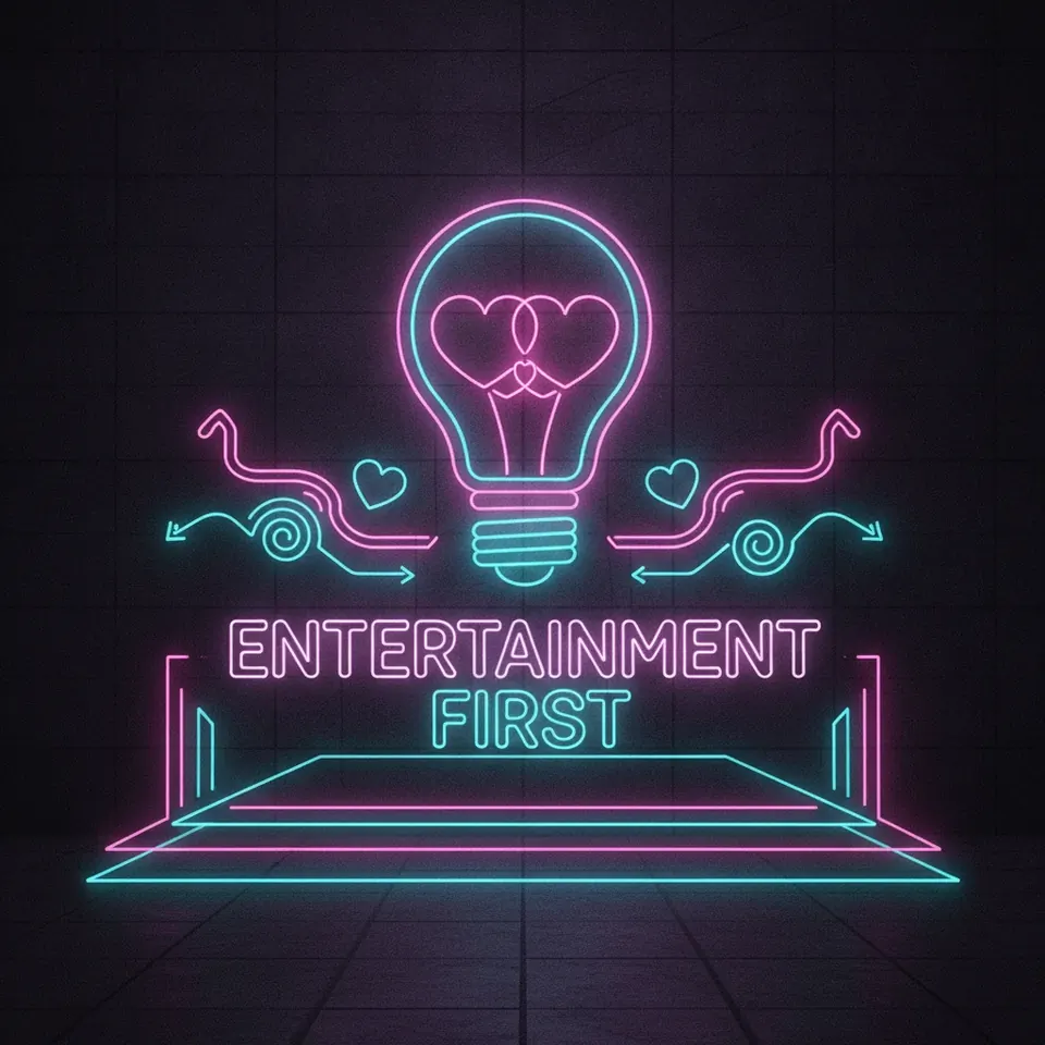 Abstract neon art representing entertainment-first philosophy