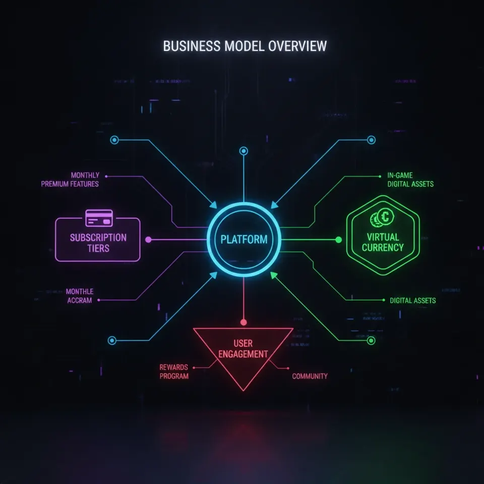 Neon Strip Slots social casino business model infographic
