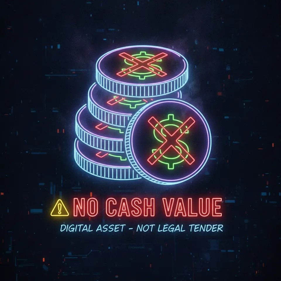 No cash value warning for virtual entertainment coins