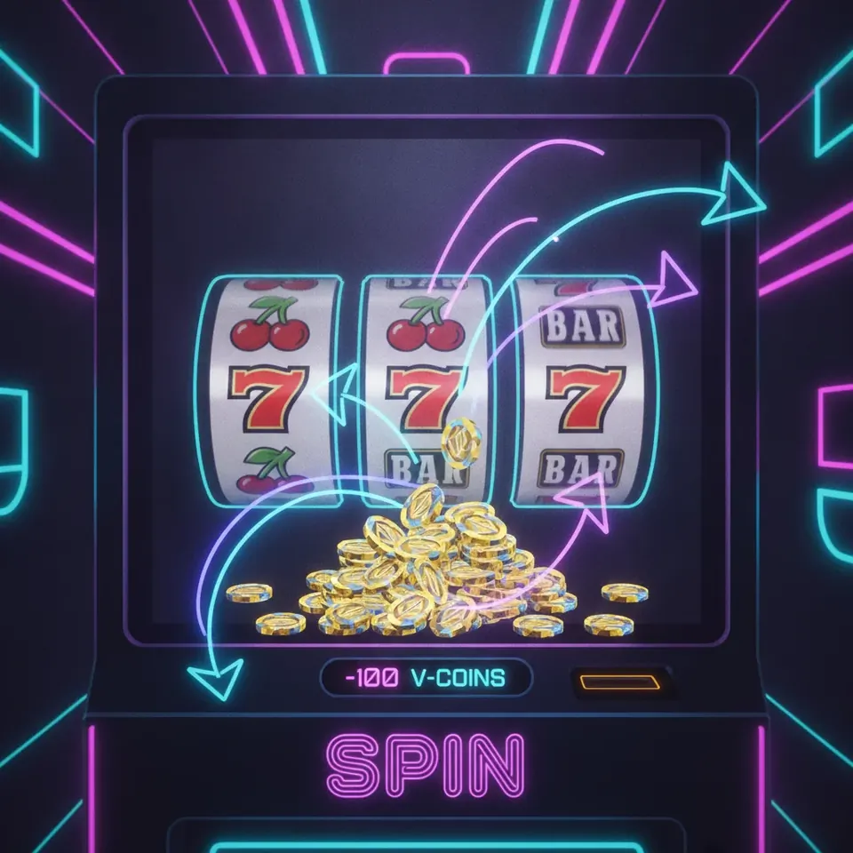 Virtual coins being used in social casino slot games